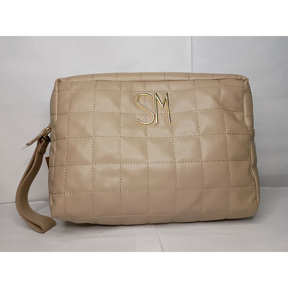 Steve Madden Taupe Quilted Cosmetic Case
